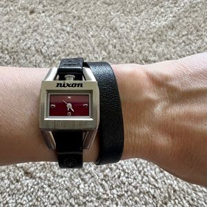 Nikon watch - red face black double strap- needs battery